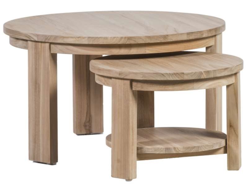 Set tables basses 2 pièces en bois de teck