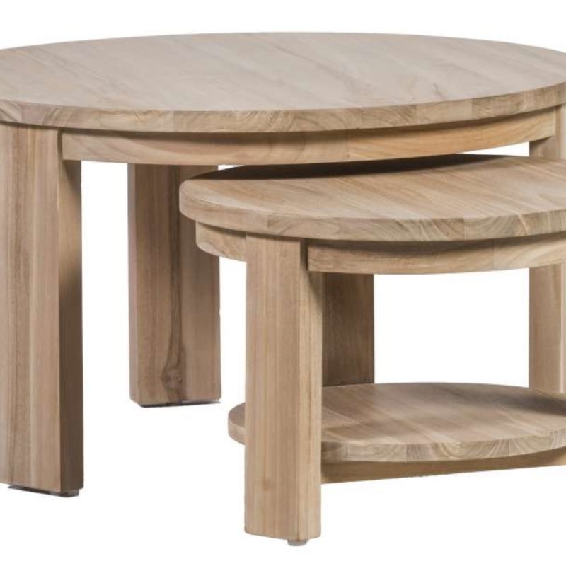 Set tables basses 2 pièces en bois de teck