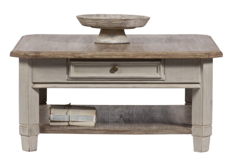 Table basse carrée, 2 tiroirs