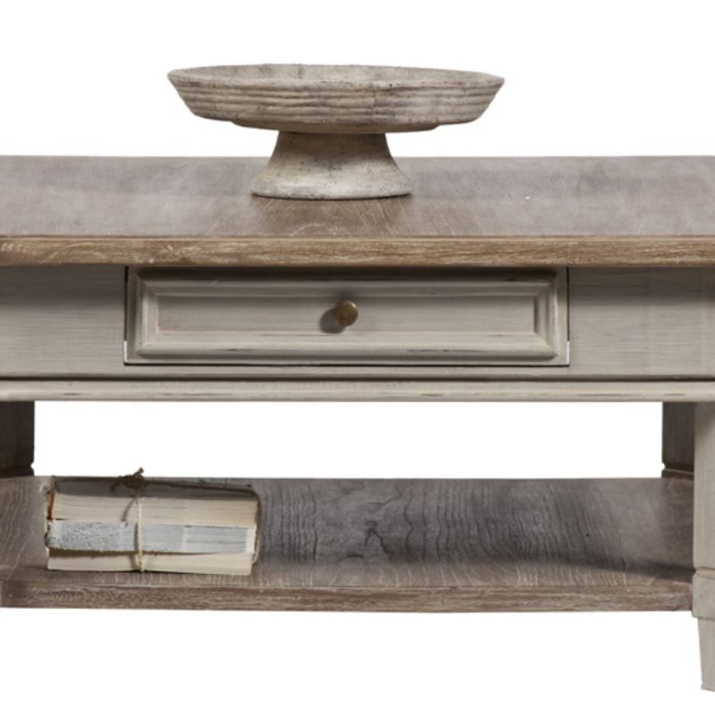 Table basse carrée, 2 tiroirs