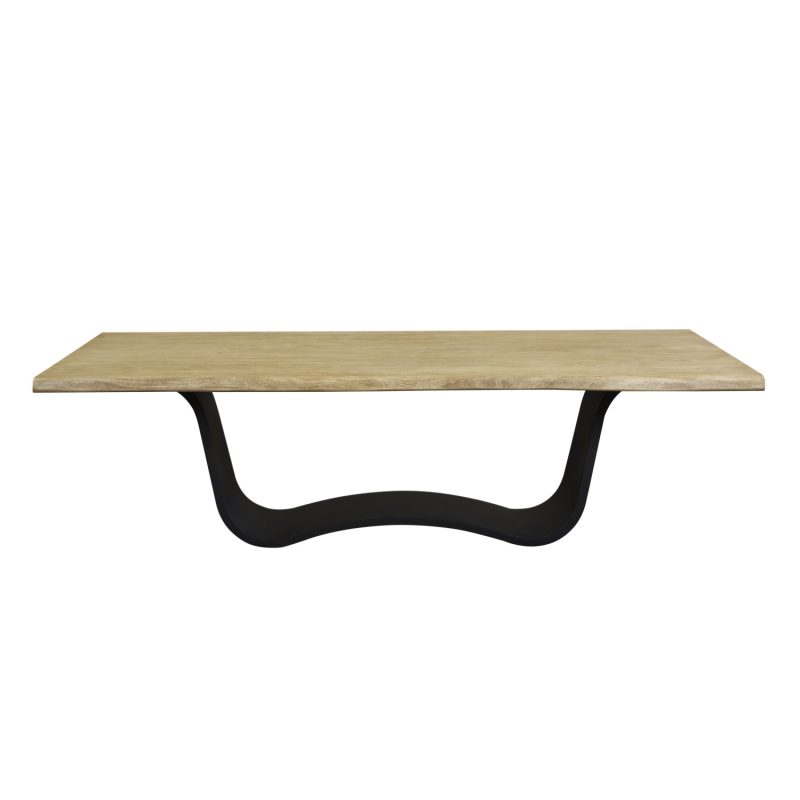 Table de salle à manger en bois d'acacia, pied en métal "wave"
