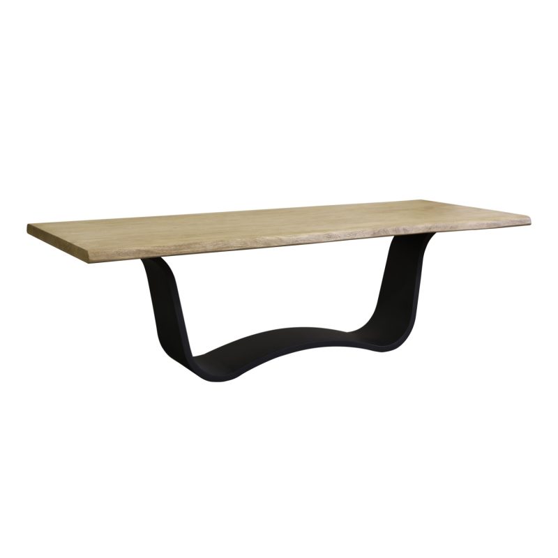 Table de salle à manger en bois d'acacia, pied en métal "wave" - Image 2