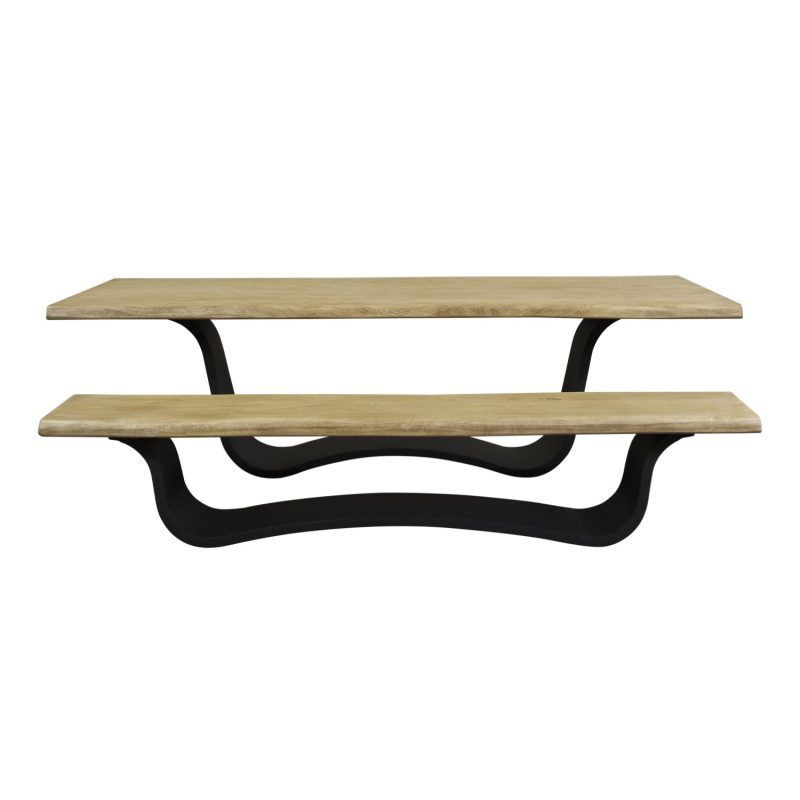 Table de salle à manger en bois d'acacia, pied en métal "wave" - Image 3