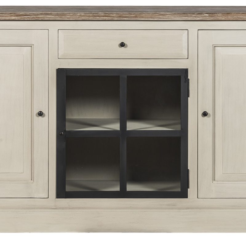Buffet 1 porte vitrée, 2 portes pleines, 1 tiroir