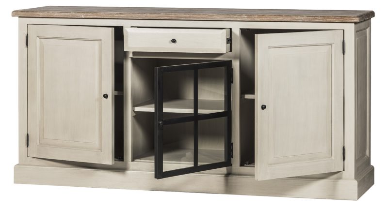 Buffet 1 porte vitrée, 2 portes pleines, 1 tiroir - Image 3