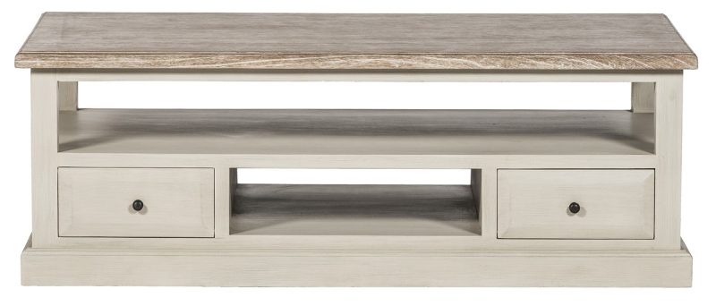 Table de salon, 4 tiroirs, plateau en placage teck
