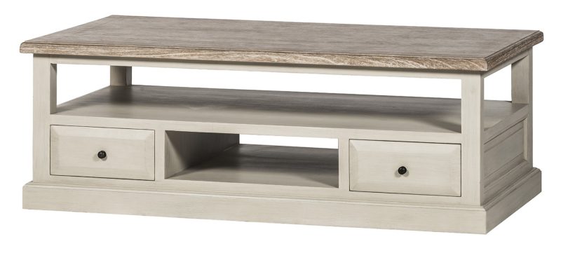 Table de salon, 4 tiroirs, plateau en placage teck - Image 2