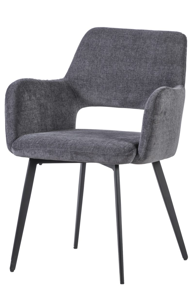 Fauteuil à dossier ouvert en tissu gris