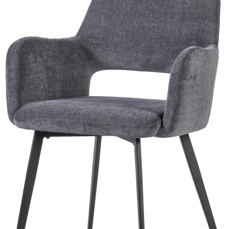 Fauteuil à dossier ouvert en tissu gris