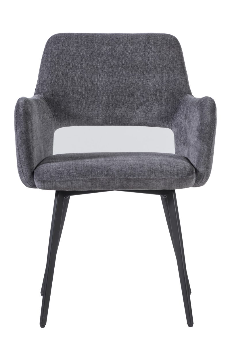 Fauteuil à dossier ouvert en tissu gris - Image 2