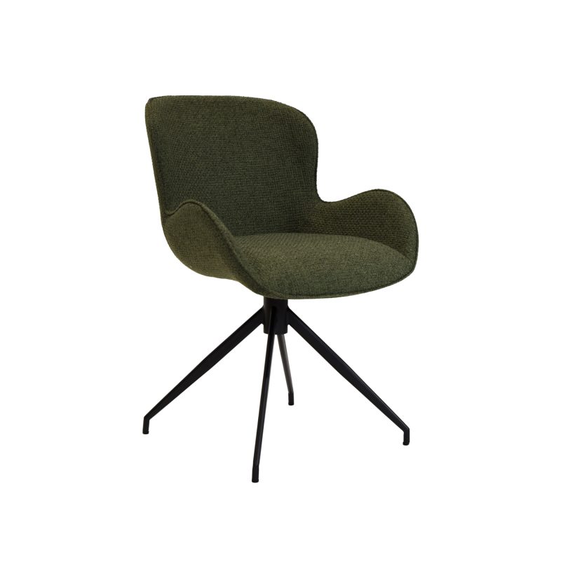 Chaise pivotant rembourré couleur vert foncé - Image 2