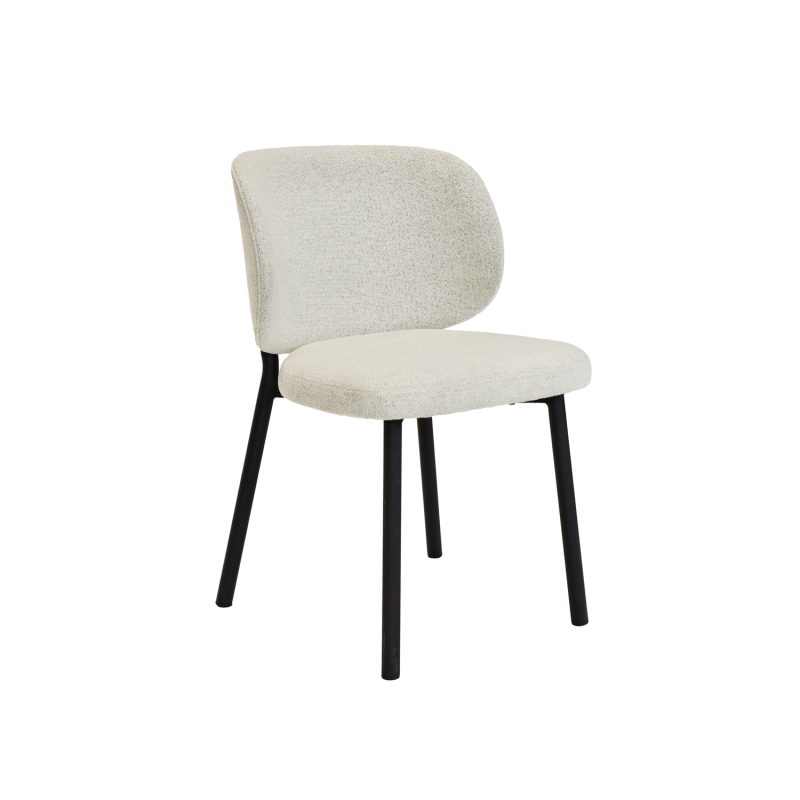 Chaise de salle à manger en tissu bouclé écru - Image 3