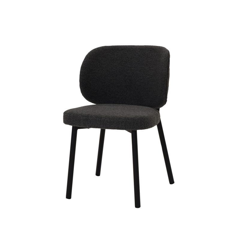 Chaise de salle à manger en tissu bouclé gris foncé