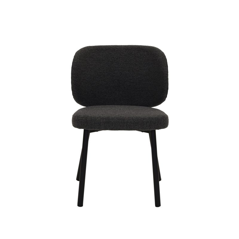 Chaise de salle à manger en tissu bouclé gris foncé - Image 2