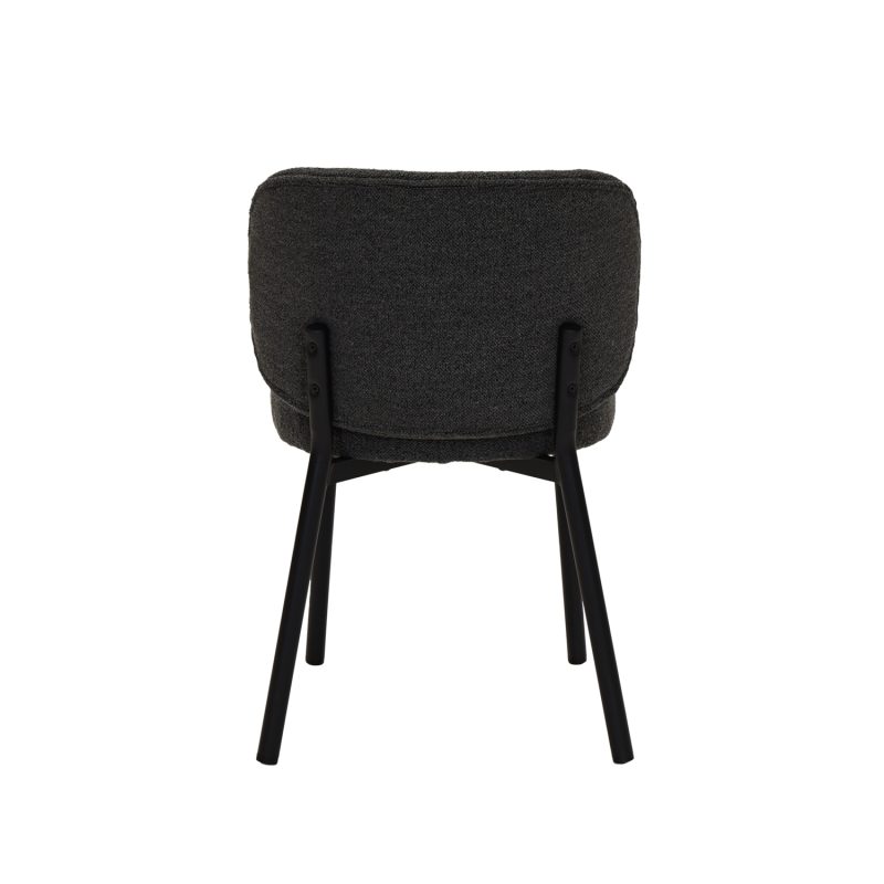 Chaise de salle à manger en tissu bouclé gris foncé - Image 3